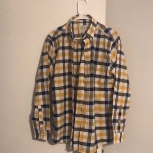 Blue yellow and white casual button up